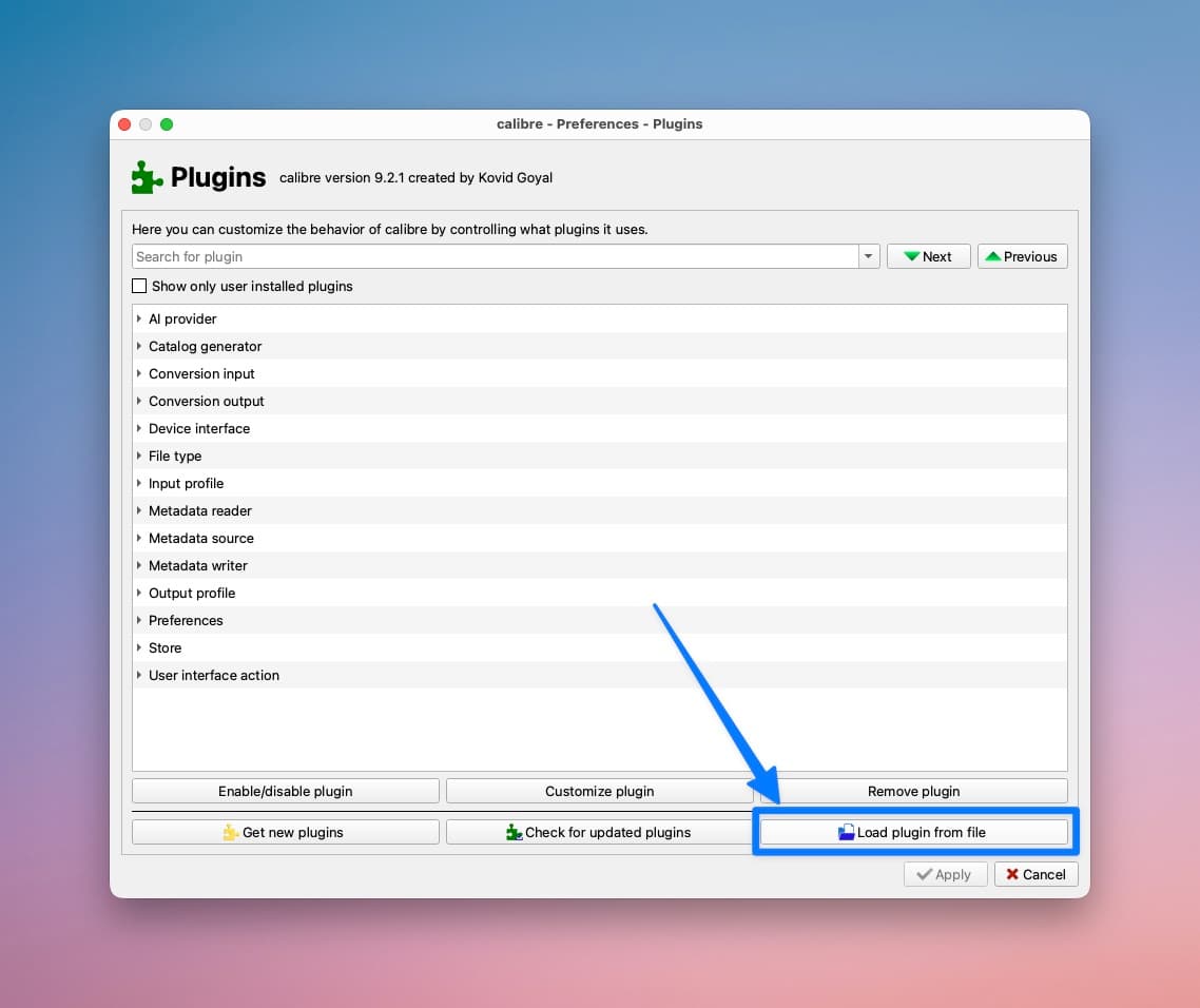 Calibre Load Plugin