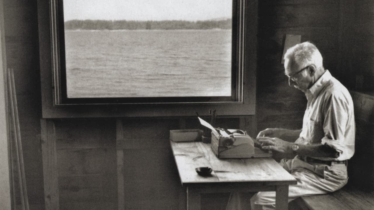 E.B. White on his typewriter